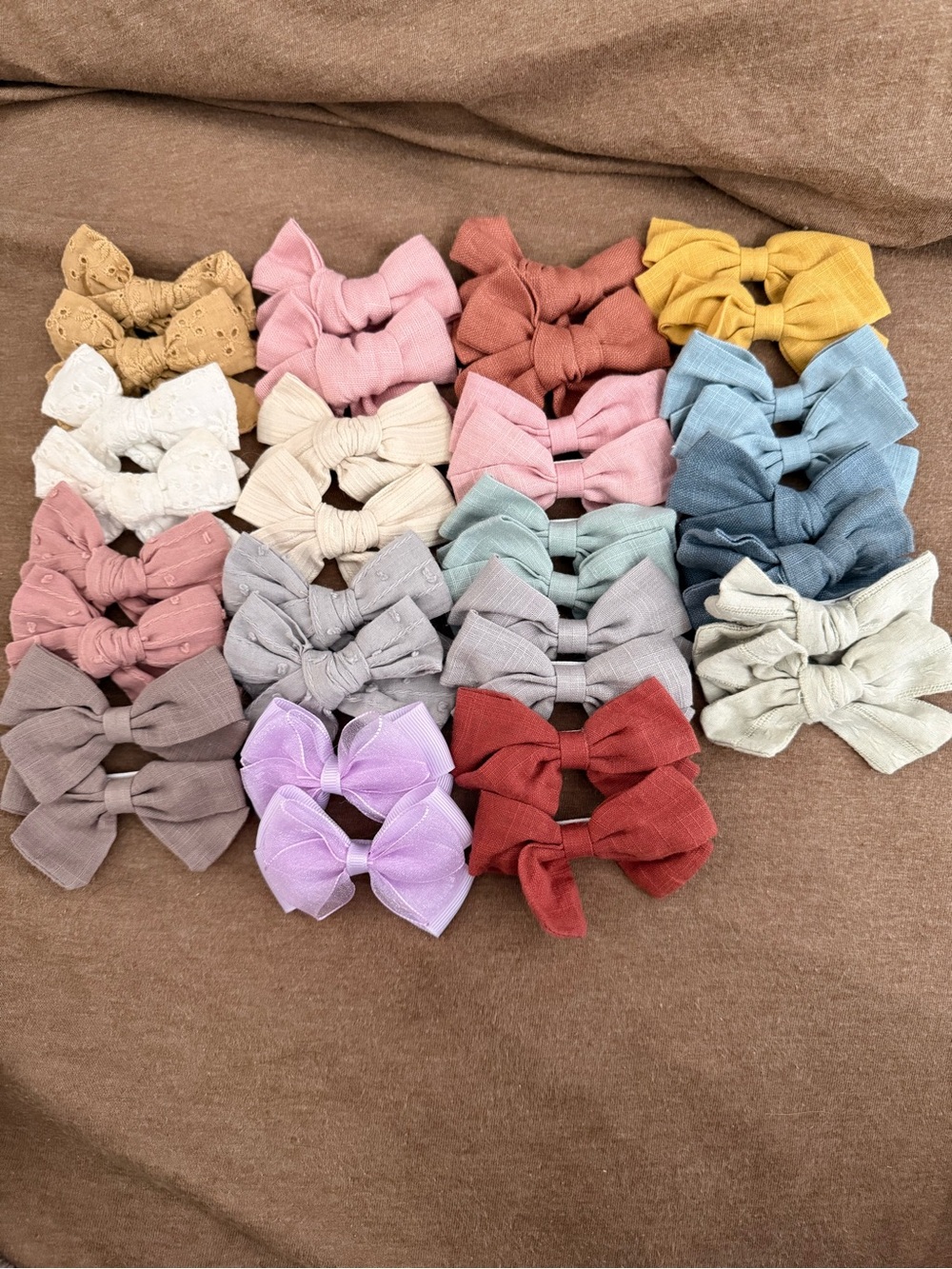 Assorted Kids Fabric Bow Hair Clips - Multicolor Set